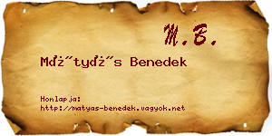 Mátyás Benedek névjegykártya